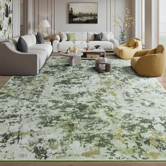 Kelarea 6x9 Rug for Living Room, Green Washable Non-Slip Rugs, Modern Abstract Large Rugs Low Pile Soft Carpet for Bedroom, Kitchen, Dining Room, Classroom, Dorm, Nursery, Home Office