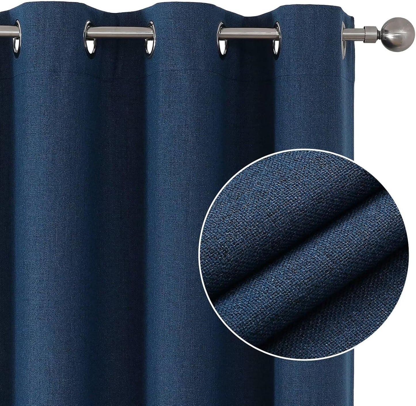 Joydeco Custom Denim Blue Textured Total Blackout Curtain for Bedroom and Living Room. Grommet Textured Thermal Insulated Room Darkening Curtain 1 Panel (Custom Size and Color)