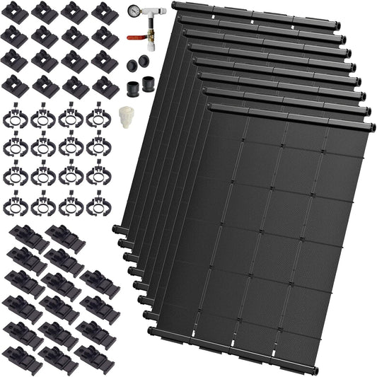 Industrial Grade Solar Pool Heater DIY Kit - Superior High-Wind Strapless Mounting System & Maximum Freeze Resistance (8-4'x10.5' / 336 Square Feet)