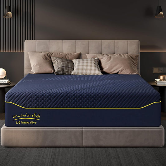 10 Inch Gel-Infused Memory Foam Mattress Queen Size,Medium Soft with Removable Washable Cover Cooling Gel Bed in a Box,CertiPUR-US Certified,60"X80"X10" Navy Blue