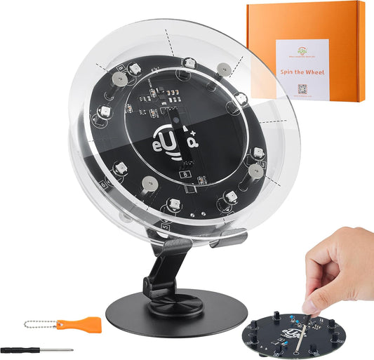 STEM DIY Toys Hand Assembly Electronic Spin The Wheel | Science Craft Kit for Kids Ages 8-9-10-11-12-13-14-15+ Years Old | Educational Gifts for Boys&Girls | Video Guide (Round-Transparent Clear)