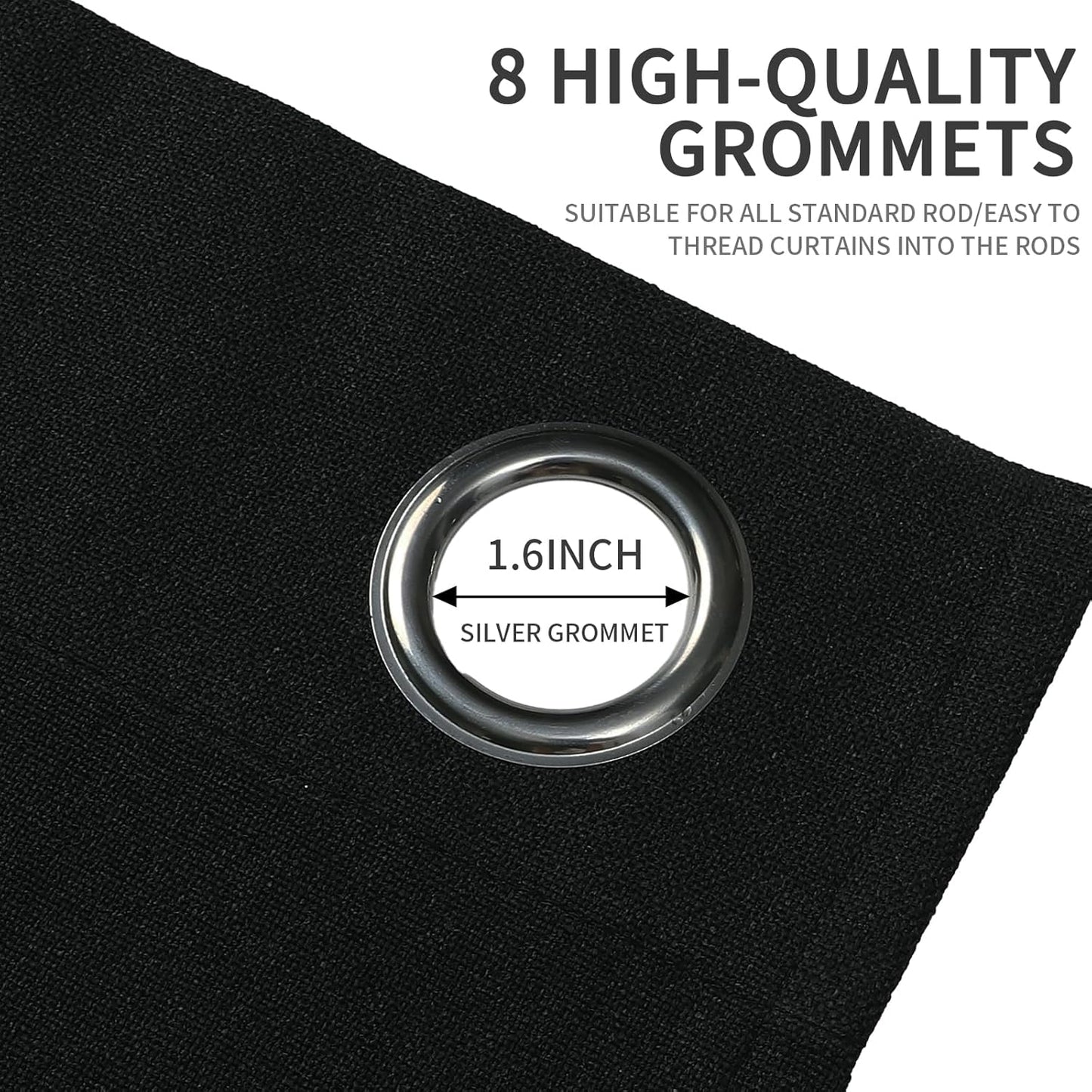 Joydeco Blackout Curtains 108 Inches Long 2 Panels Burg, Room Darkening Curtains for Bedroom, 100% Black Out Textured Thermal Drapes Privacy Protection 2 Panels Set(W52 x L108 Inch, Black)