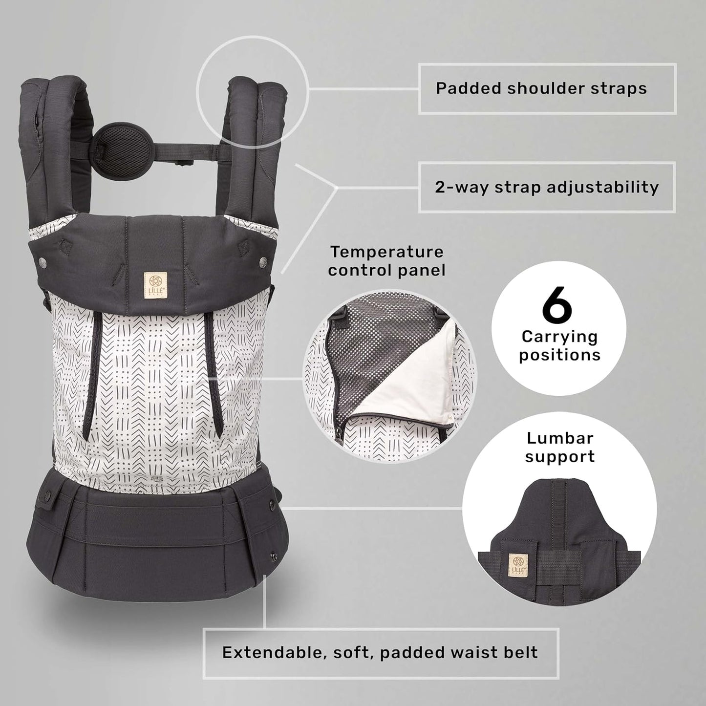 LÍLLÉbaby Complete All Seasons Ergonomic 6-in-1 Baby Carrier Infant to Toddler with Lumbar Support (7-45 Pounds), 360 Degree Baby Wearing & Multi-Position, Inward & Outward Facing (Etch)