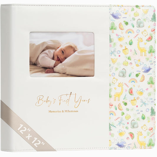 Keepsake Baby Memory Book Girl Boy – Timeless Leather-Bound Baby Milestone Book – Baby Book Keepsake Record First 5 Years – Gender Neutral Baby Scrapbook Album Baby Album Journal Registry Search Gift