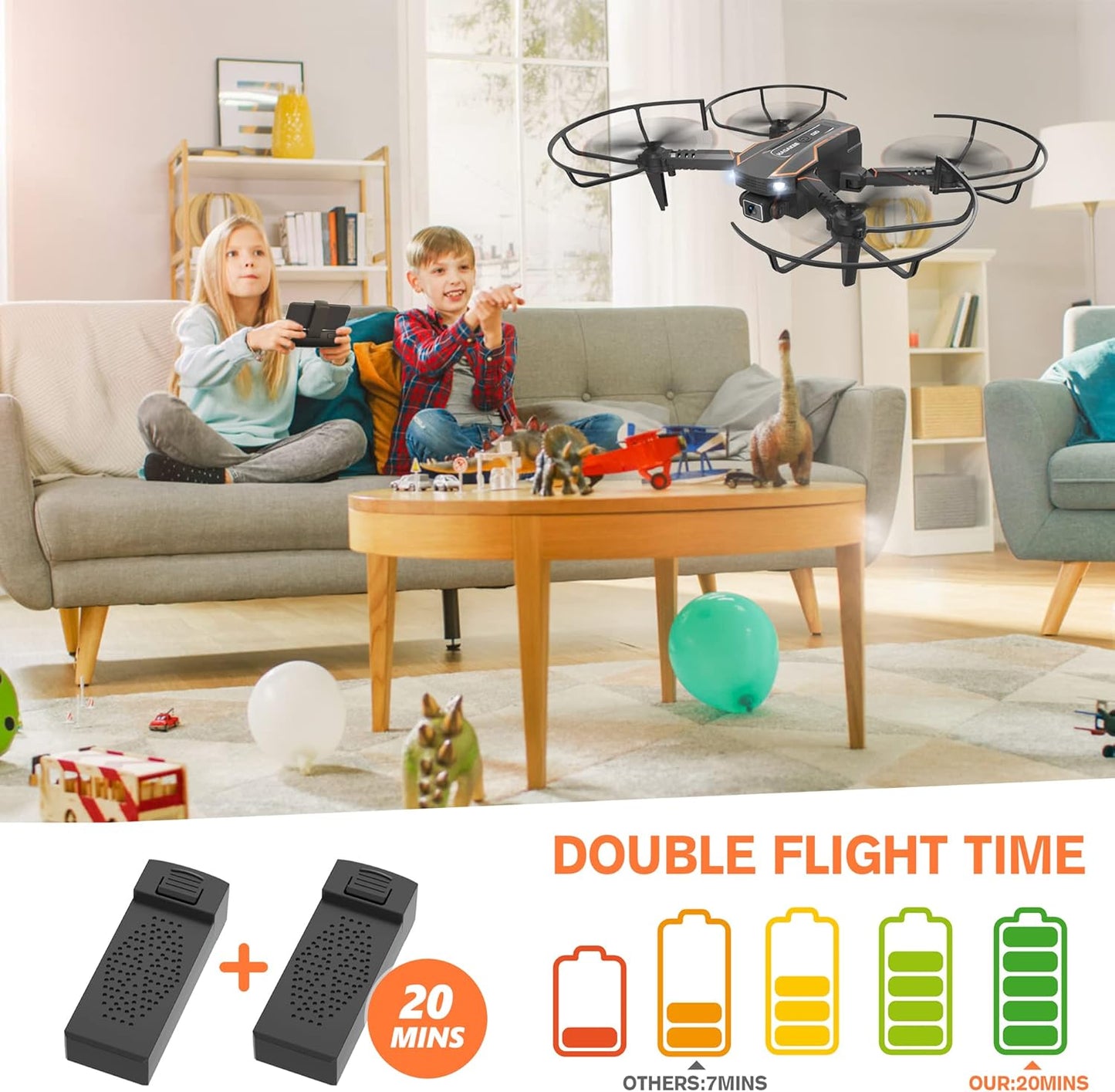 AVIALOGIC Mini Drone with Camera for Kids, Remote Control Helicopter Toys Gifts for Boys Girls, FPV RC Quadcopter with 1080P HD Live Video Camera, Altitude Hold, Gravity Control, 2 Batteries, Black