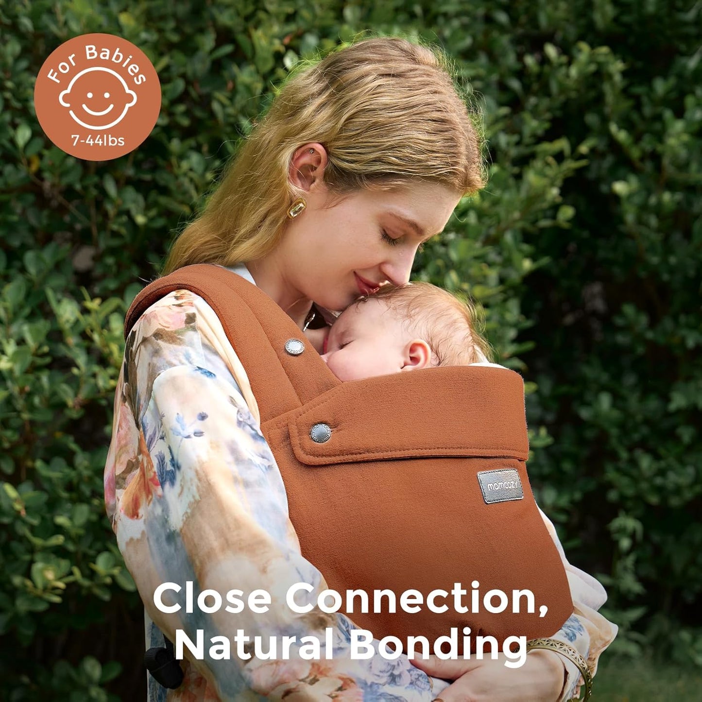 Momcozy Baby Carrier with Natural Cotton Linen, Built to Last, Ergonomic Design, 7-44lbs for Infant and Toddler, Lightweight and Comfortable, Hands-Free for Moms&Dads, Sepia