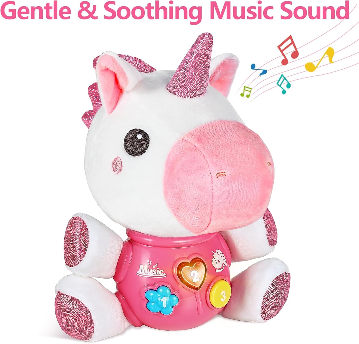iPlay, iLearn Baby Unicorn Musical Toys, Newborn Girls Gift, Soft Unicorn Plush Stuffed Animal, Infant Light Music Time, 1st Birthday Shower Gift Stuffers for 0 1 2 3 6 9 12 18 Month 1-3 Yrs Toddlers