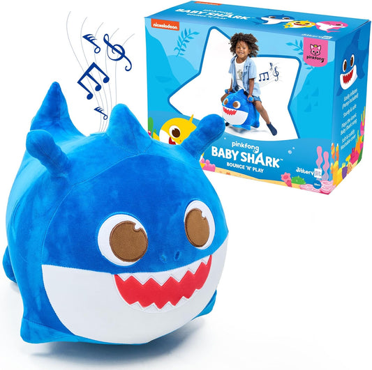 JITTERYGIT Baby Shark Bouncy Animal Plush - Daddy Shark Official Nickelodeon Music & Sing Toy - Christmas & Birthday Gifts for Kids & Toddlers (Boys & Girls) Ages 2-4 Years Old (Blue)