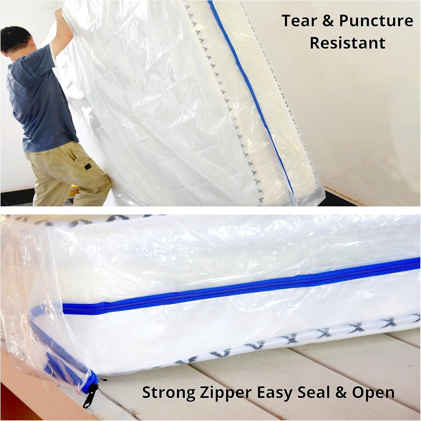 2 Pack Full Mattress Bags for Moving and Storage-5 Mil Zipper Plastic Waterproof Mattress Storage Bags