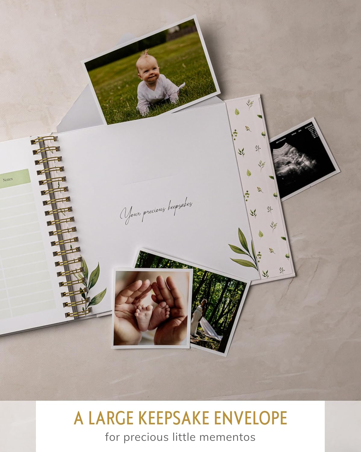 Baby Books for Baby Shower - Gift Unisex Botanical Garden Keepsake Memory Journal to Log Pregnancy and Newborn Milestones - Photo Album Scrap Books for Girl or Boy - New Parents Must Have Essentials