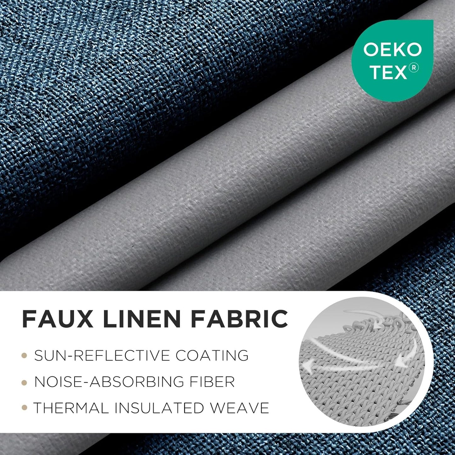 Joydeco Blackout Curtains 72 Inches Long 2 Panels Burg, Room Darkening Curtains for Bedroom, 100% Black Out Textured Thermal Drapes Privacy Protection 2 Panels Set(W52 x L72 Inch, Navy Blue)