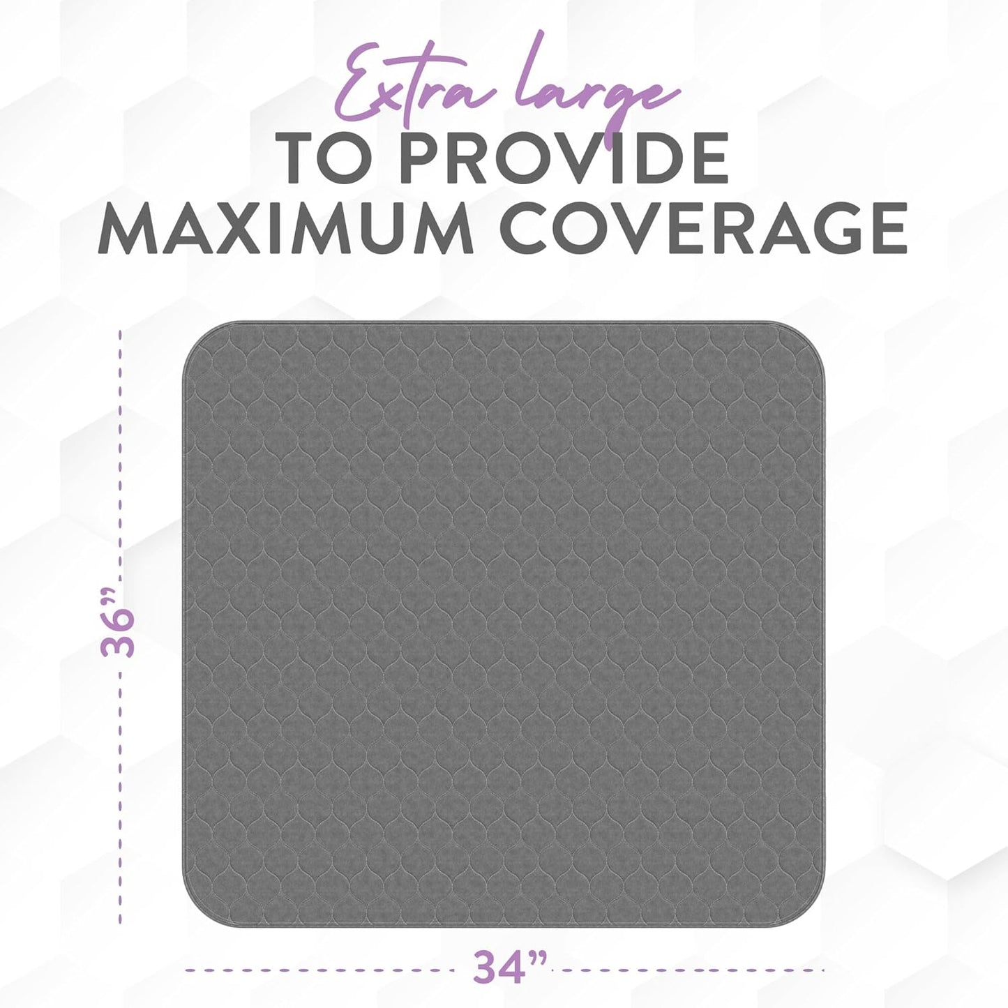 Inspire Underpads | Stain Hiding Gray Reusable Incontinence Bed Pads | Waterproof Mattress Pad | for Adults Babies and Dogs (34 X 36 - 2 Pack)