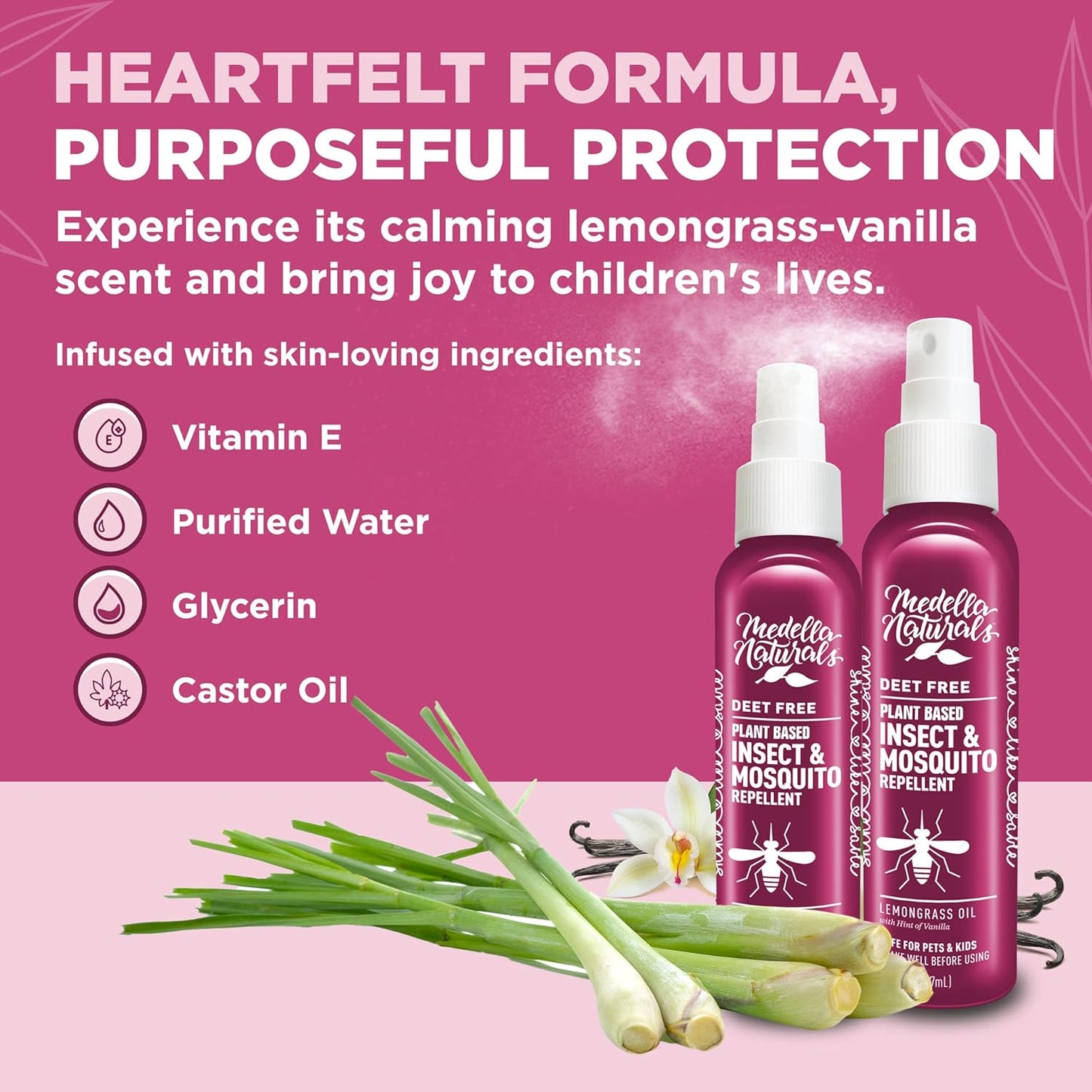 Shine Like Sable Deet-Free Insect & Mosquito Repellent 2 Pack 8oz – Kid & Pet-Safe, Pleasant Insect Repellent w/Lemongrass Oil - Insect Repellent Against Mosquitoes, Gnats, Black Flies, & No-See-ums