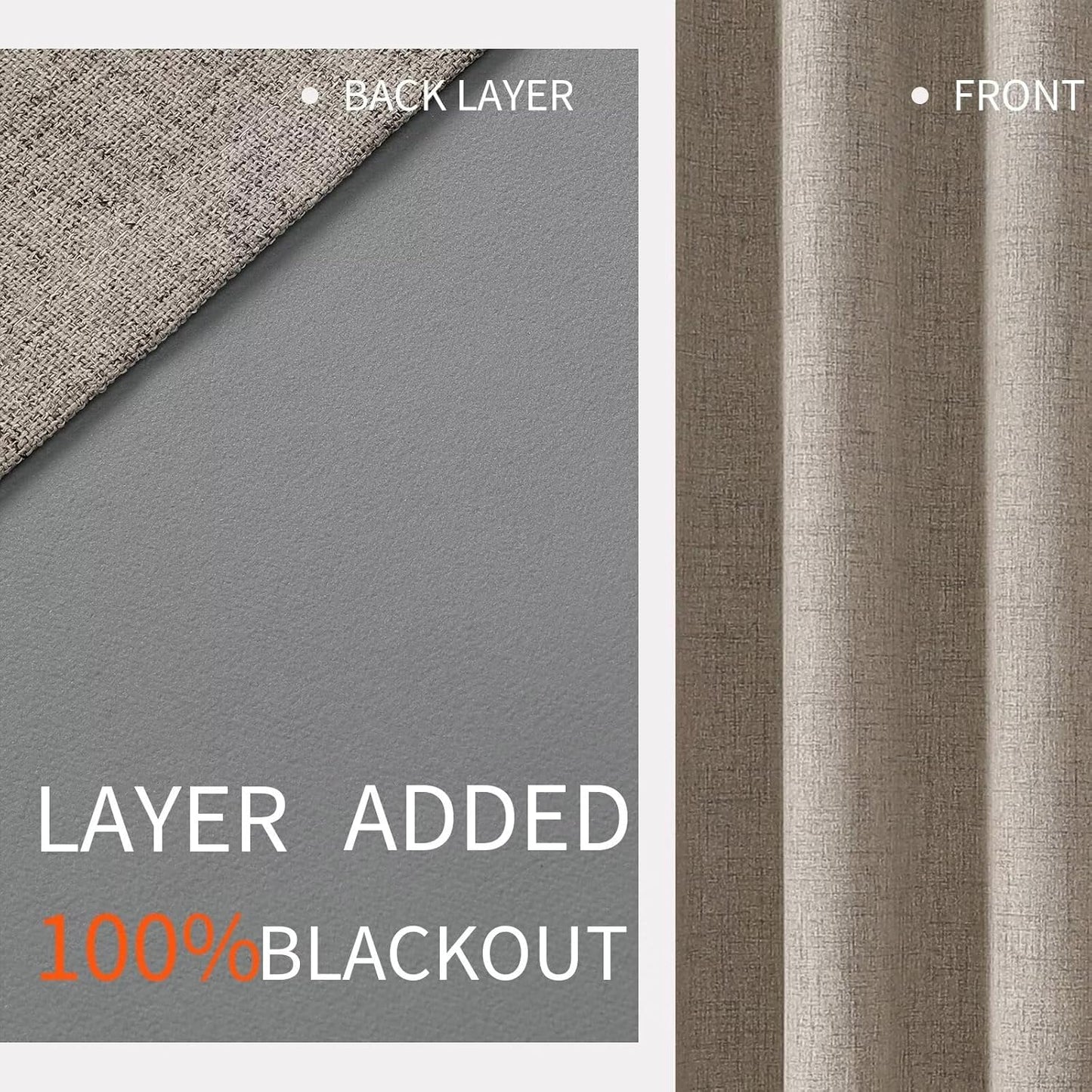 Joydeco Linen Blackout Curtains for Bedroom and Living Room, Faux Linen Look Black Out Grommet Textured Thermal Insulated Room Darkening Curtain 1 Panel Room Divider Curtains (Custom Size and Color)