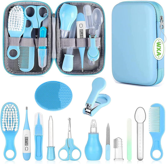 Baby Grooming Kit, Infant Safety Care Set with Hair Brush Comb Nail Clipper Nasal Aspirator,Baby Essentials Kit for Newborn Girls Boys