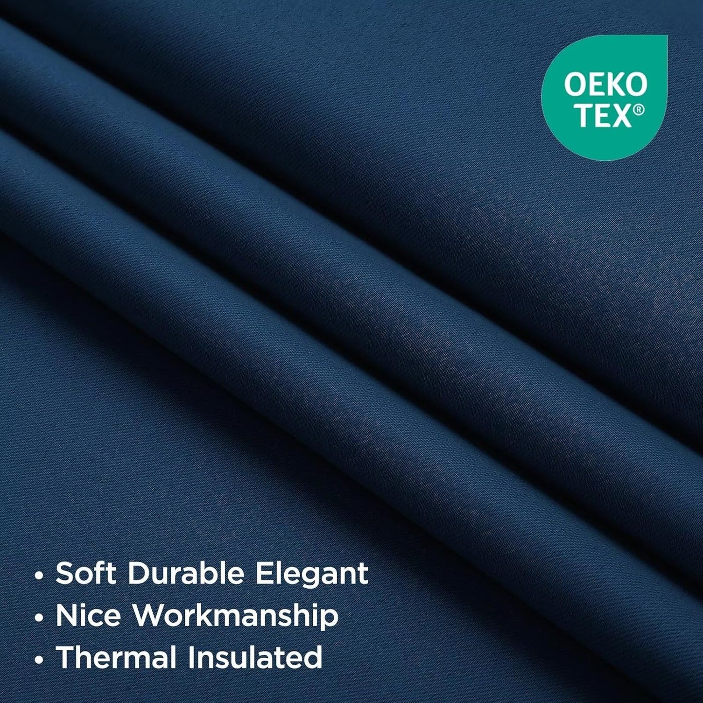 Joydeco Blackout Curtains 96 Inches Long, Thermal Insulated Black Out Curtains 2 Panels Set for Bedroom, Room Darkening Drapes for Living Room Window (W37 x L96 Inch, Navy Blue)