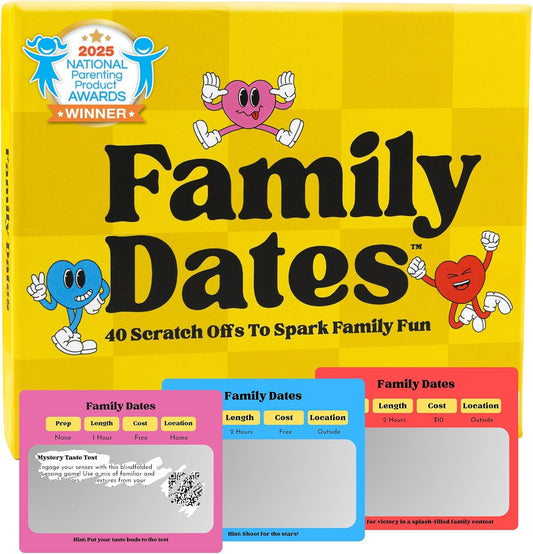 Family Dates 40 Scratch Off Cards – Fun Activities & Date Night Ideas for Kids and Parents – Adventure Card Game for Families – Unique Gift for Family Nights, Holidays, or Birthdays