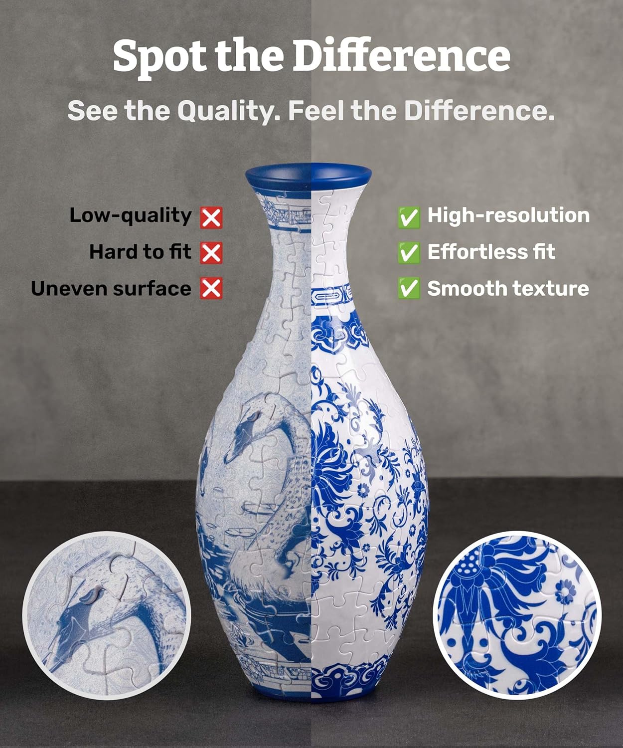 Pintoo 3D Puzzle Vase Unique Flower Vase Made by 160 Curved Plastic Puzzle Pieces House Warming Gift for Flower Arrangements and Home Decoration - [S1024] (Translucent, Carp with Lotus)