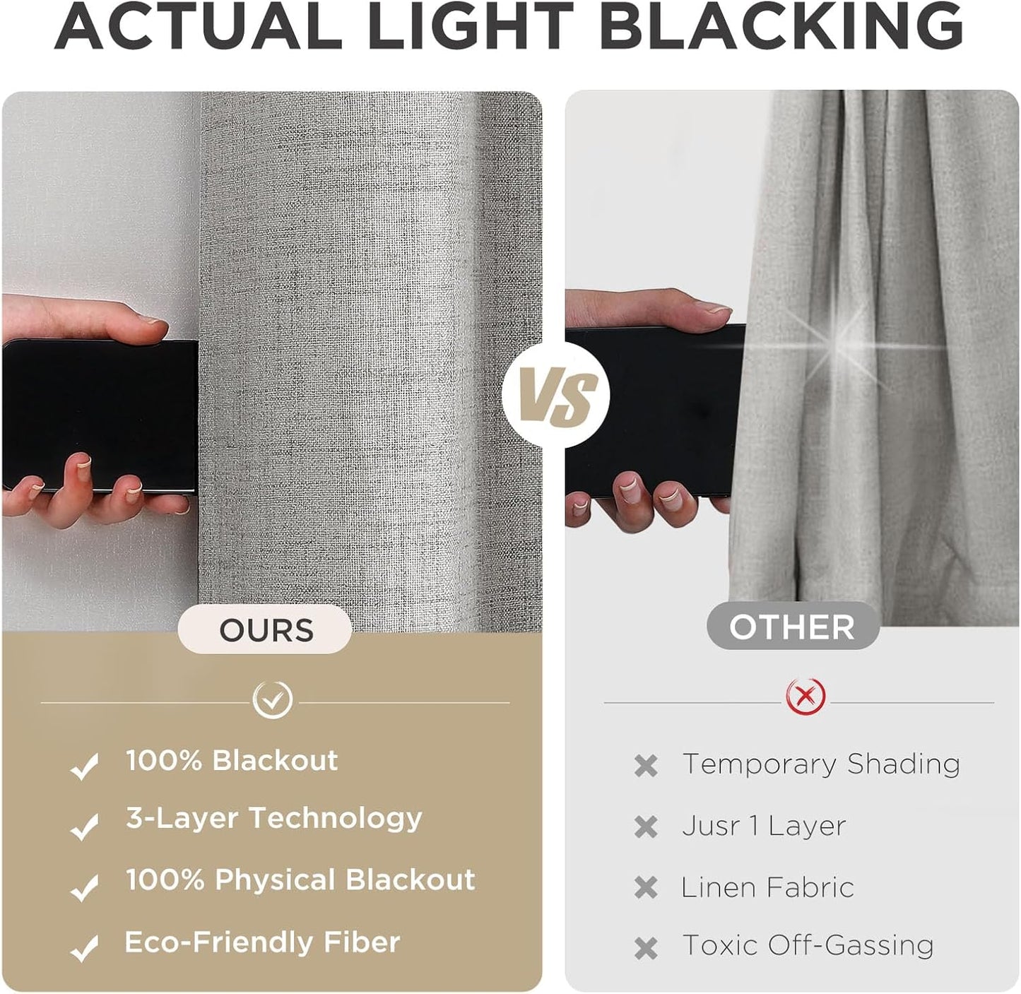 Joydeco Blackout Curtains 120 Inches Long 2 Panels Burg, Room Darkening Curtains for Bedroom, 100% Black Out Textured Thermal Drapes Privacy Protection 2 Panels Set(W52 x L120 Inch, Greyish White)