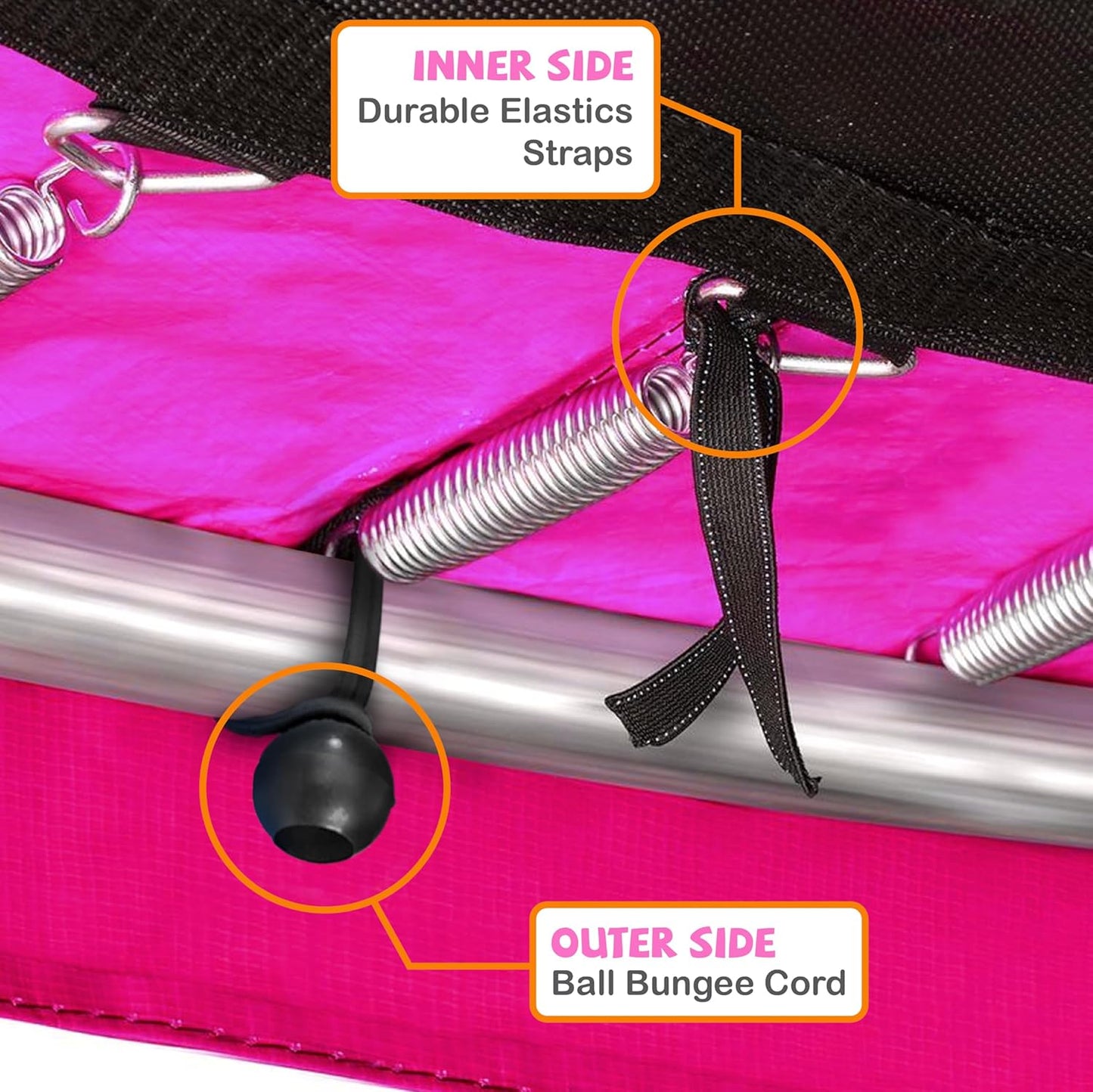 Kangaroo Hoppers Universal 12/14/15FT Trampoline Replacement Safety Pad, Waterproof Surround Spring Foam Cover for Round Frame