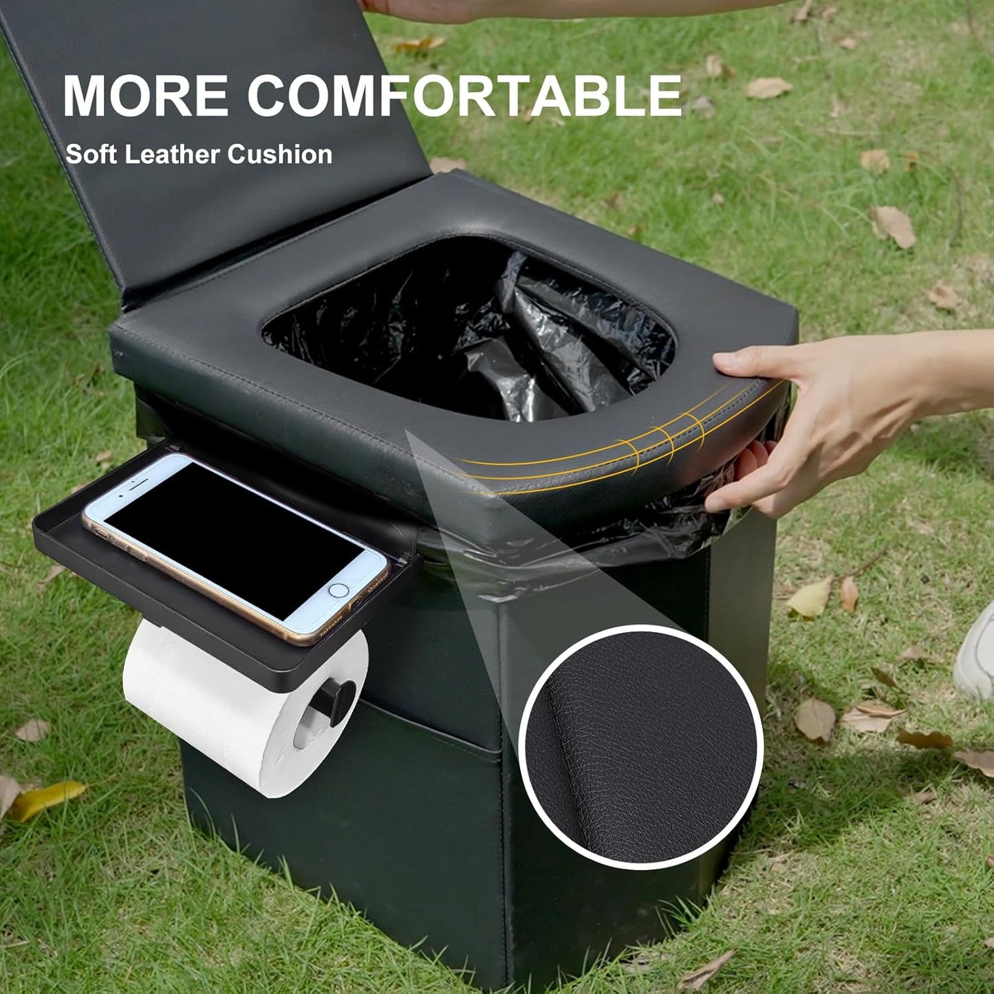 Upgrade XL Portable Toilet for Adults, Extra Large Portable Travel Floding Toilet, Camping Tall Toilets with Lid for Adults and Kids Compact Potty for Car,Hiking,Beach and Camping