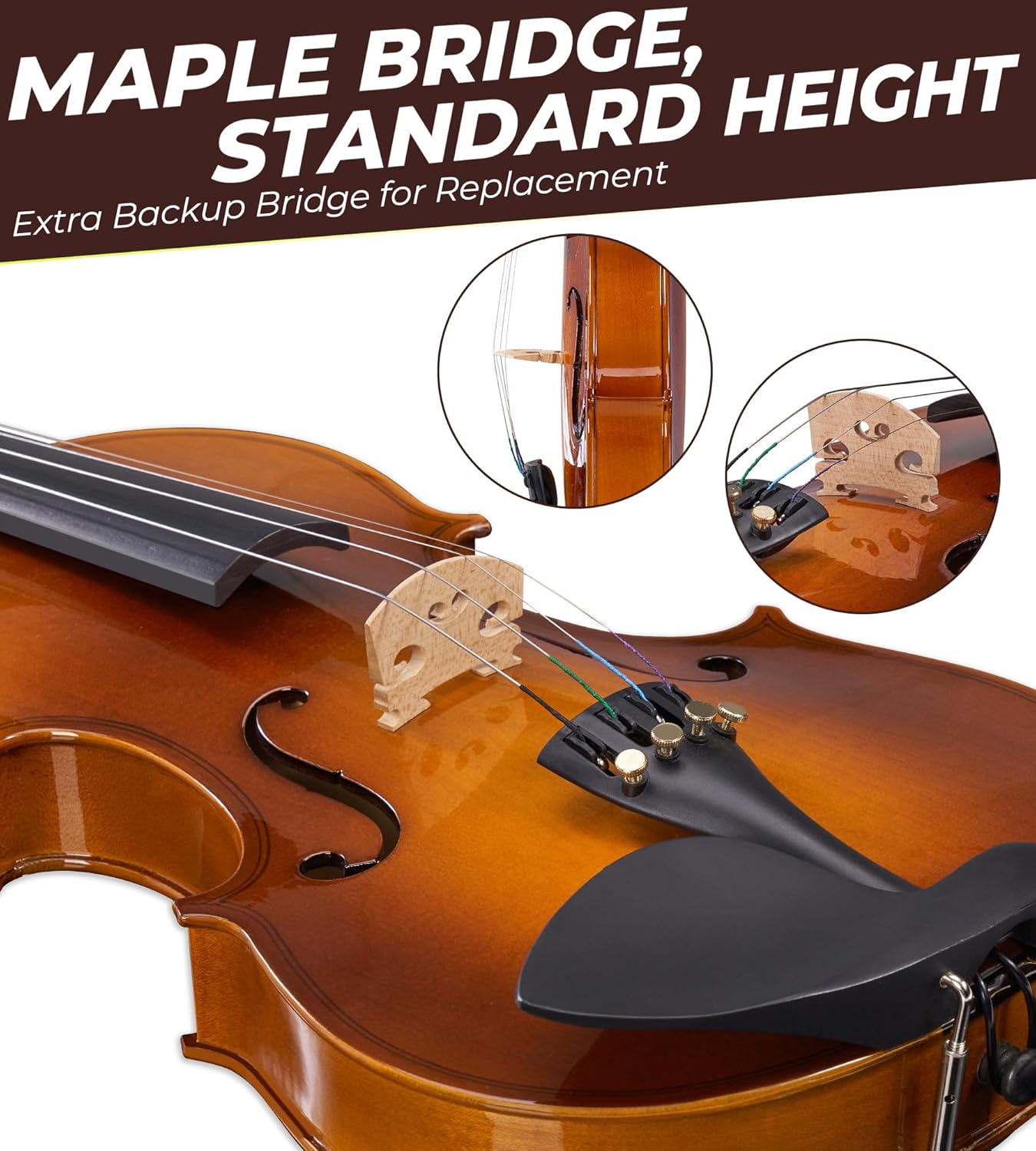 Vangoa Violin 1/2 Size Set Fiddle, Handcrafted Half Size Starter Acoustic Violins Kit with Solid Wood Side Board, Lightweight Hard Case for Beginners Learners, Children, Kids, Adults, Right Handed