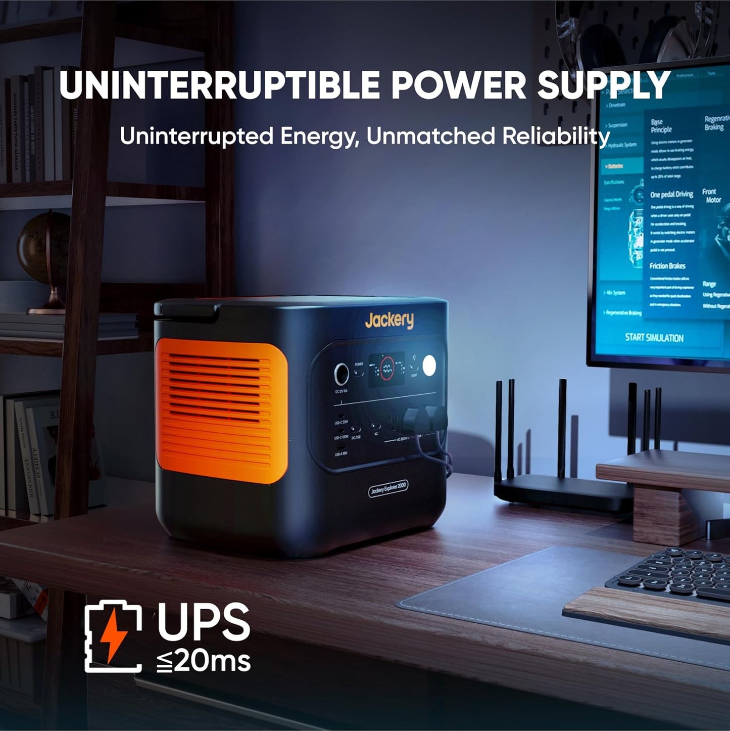 Jackery Explorer 2000 v2 Portable Power Station with 16ft DC Extension Cable, 2042Wh LiFePO4 Battery, 2200W Solar Generator, USB-C PD 100W Fast Charging for Camping, Home Use(Solar Panel Optional)