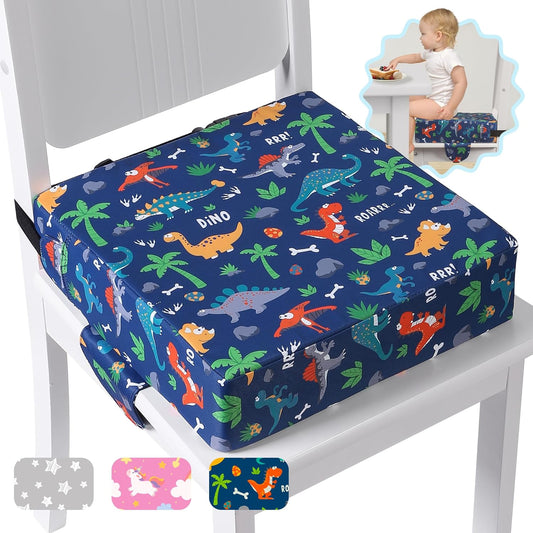 Booster Seat for Kitchen Chair with Adjustable Straps, Toddler Booster Seats for Dining Table Portable for Travel Camping Eating, Booster Cushion for Table for Baby Child Infant Kid Boy Girl