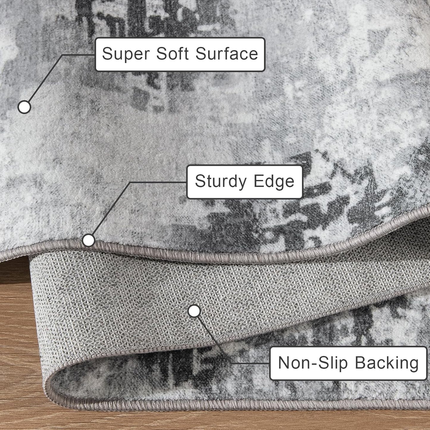 Kelarea Living Room Rug 6x9 Grey Rug Machine Washable Large Area Rugs, Non Slip Abstract Vintage Indoor Carpet for Bedroom, Nursery, Classroom, Dining Room, Home Office