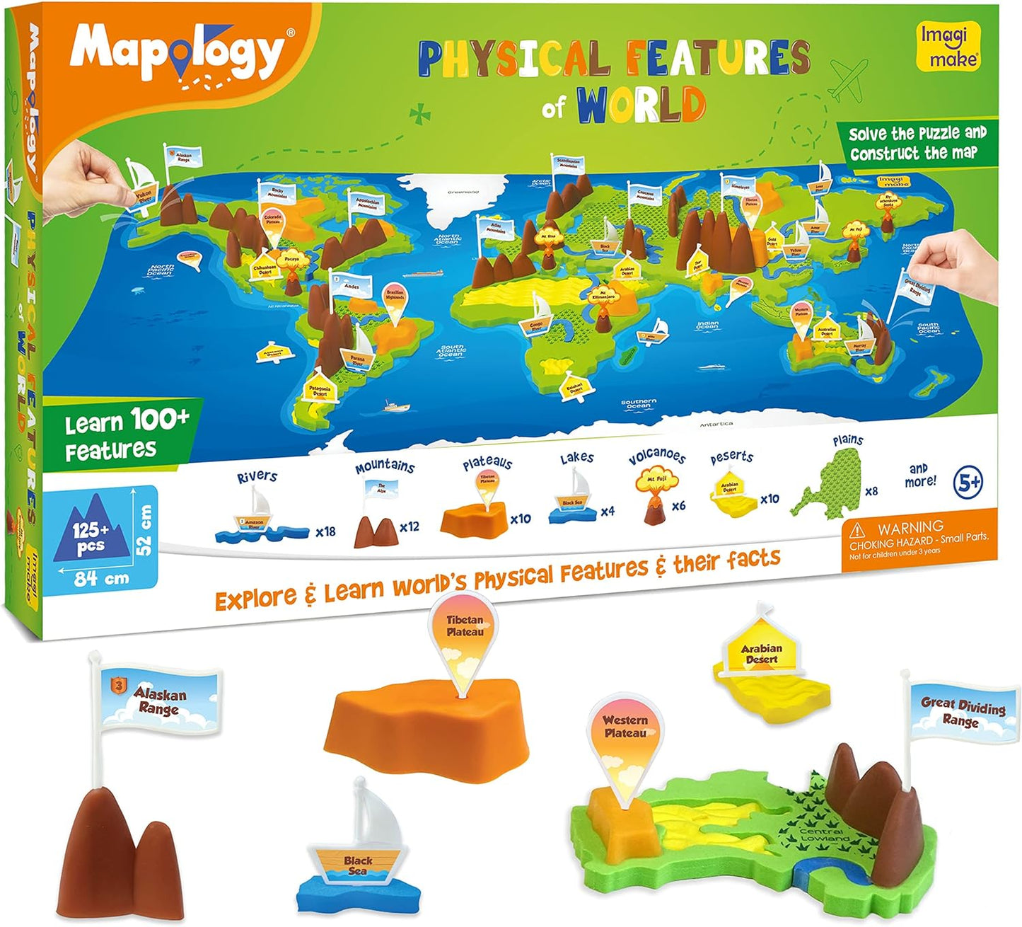 Imagimake Mapology Physical Features | World Map for Kids | 3D Puzzles for Ages 8-10 | Educational Toys for Kids 8-12 | Gifts for Boys & Girls 8-12 | Building Toys Gift for Birthday and Christmas