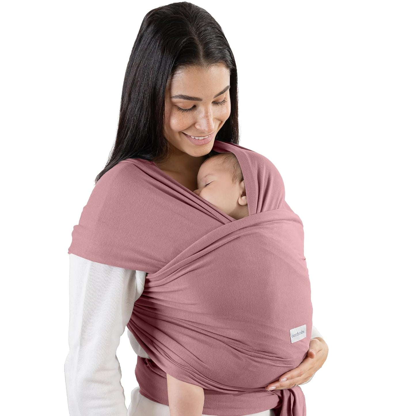Comfy Cubs Baby Wrap Carrier - Soft & Secure Fit Cotton Blend Baby Carrier Newborn to Toddler - Hands-Free & Lightweight Infant Wrap - Adjustable, One Size Fits All Toddler Sling - Mauve