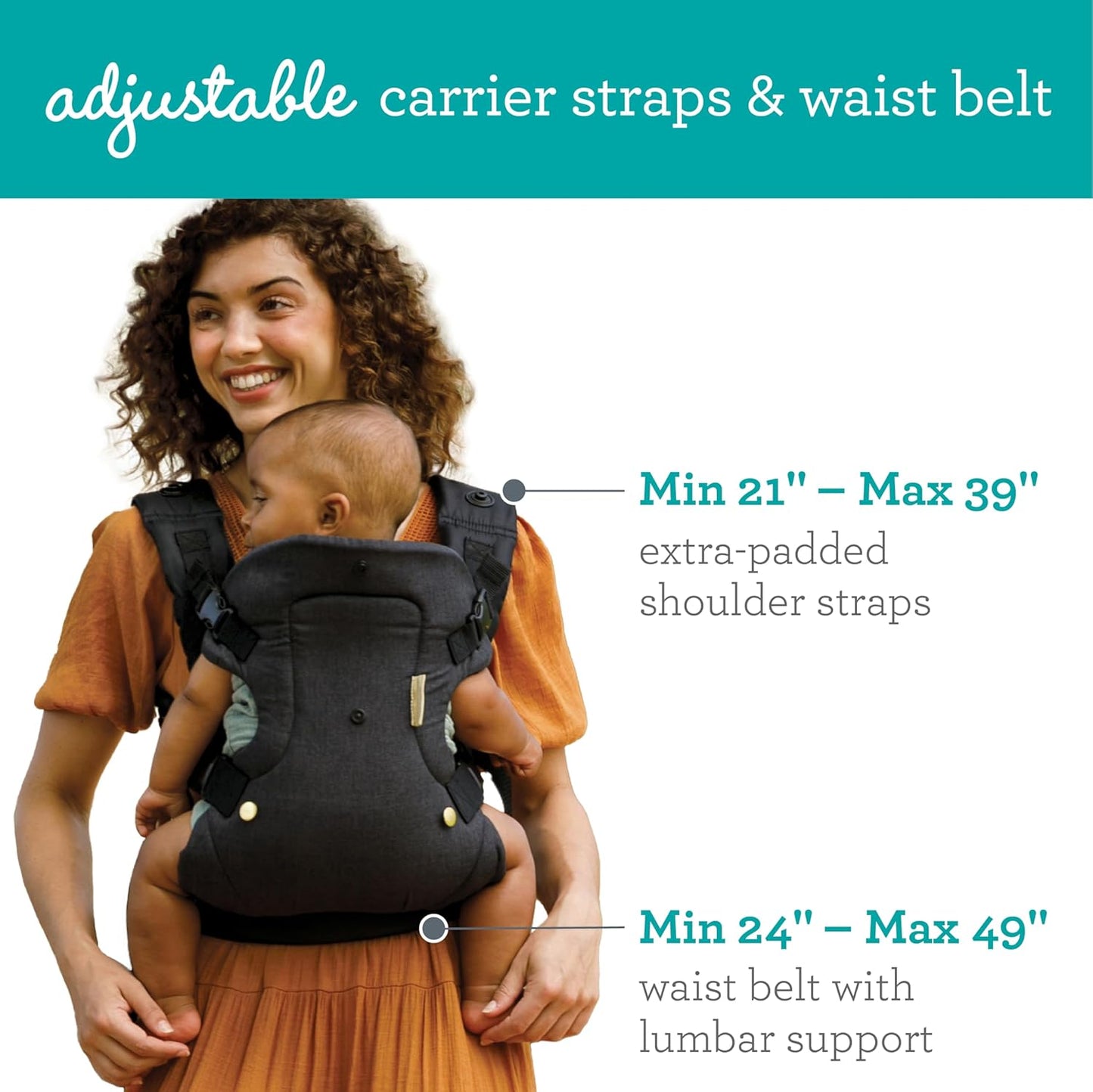 Infantino Flip 4-in-1 Convertible Baby Carrier & Crossbody Diaper Bag - Grow-with-Me Carrier with Attachable Crossbody Diaper Bag, Black and Gold, 2-Piece Set