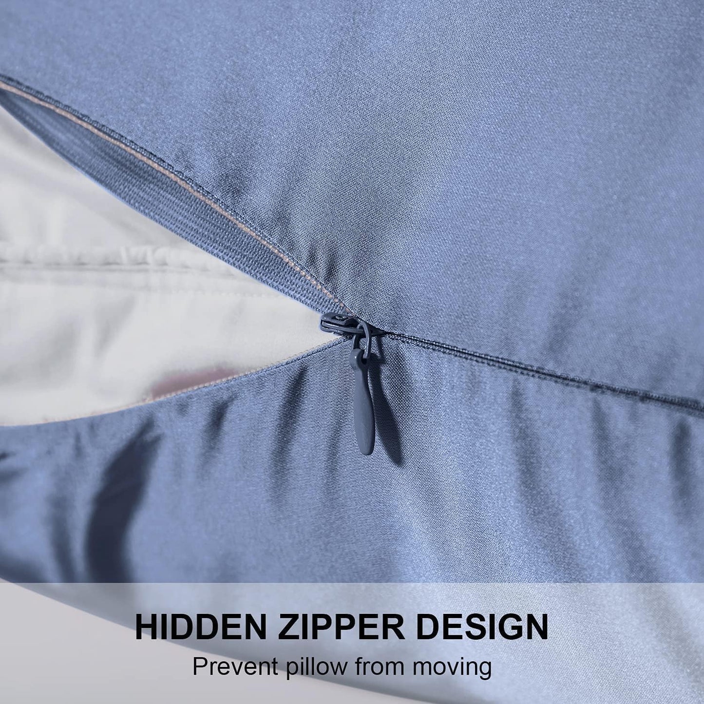 Mulberry Silk Pillowcase for Hair and Skin,Cooling Silk Pillow Case with Hidden Zipper,Allergen Proof Dual Sides Soft Breathable Smooth Silk Pillow Cover for Women (Grayish Blue, Body)