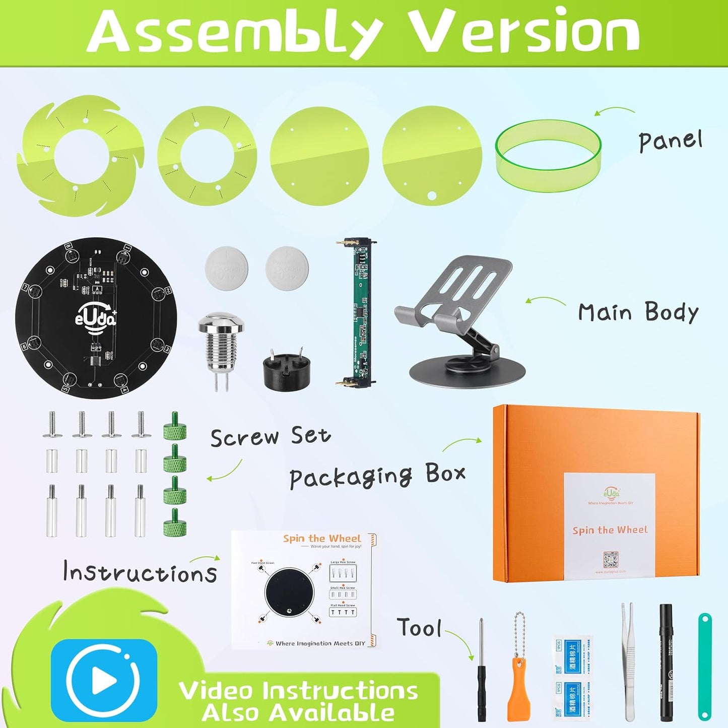 STEM DIY Toys Hand Assembly Electronic Spin The Wheel | Science Craft Kit for Kids Ages 8-9-10-11-12-13-14-15+ Years Old | Educational Gifts for Boys&Girls | Video Guide (Fire Wheel-Rumble Meow)