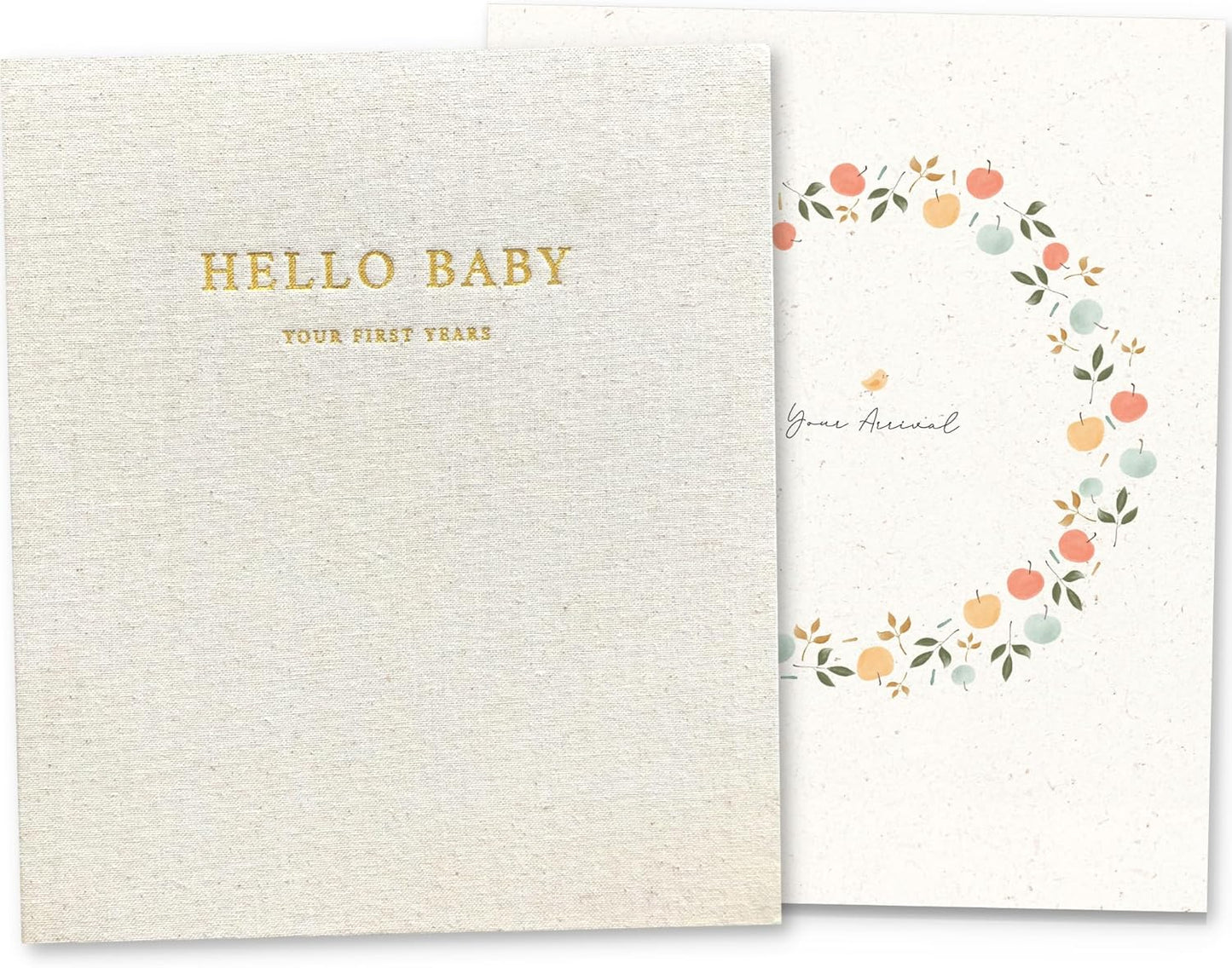 Peachly Baby Memory Book | Baby Book First Year Baby Book Keepsake for Milestones | Simple Cute Baby Scrapbook | Baby Books for Girl | Natural Linen - Clementine