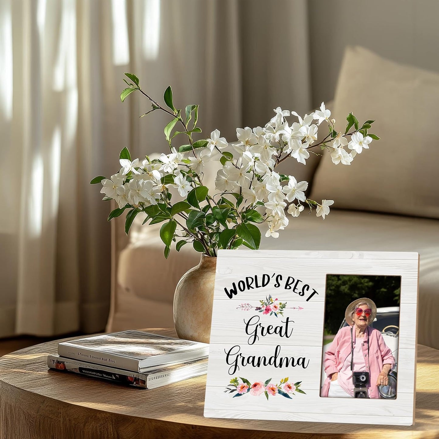Great Grandma Picture Frame - Great Grandma Gifts, Great Grandma Baby Announcement Photo Frame, World's Best Great Grandma Wooden Frame for Tabletop or Wall Hanging 4x6 Photo