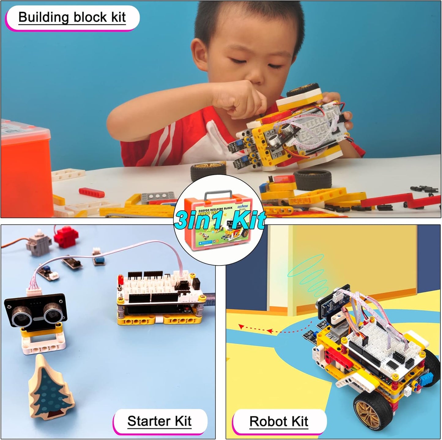 OSOYOO Building Block Robot car kit for Arduino as STEM Toy Gift for Kids Teenagers Adults to Learn Program Electronic Circuits, WiFi IOT Mechanical