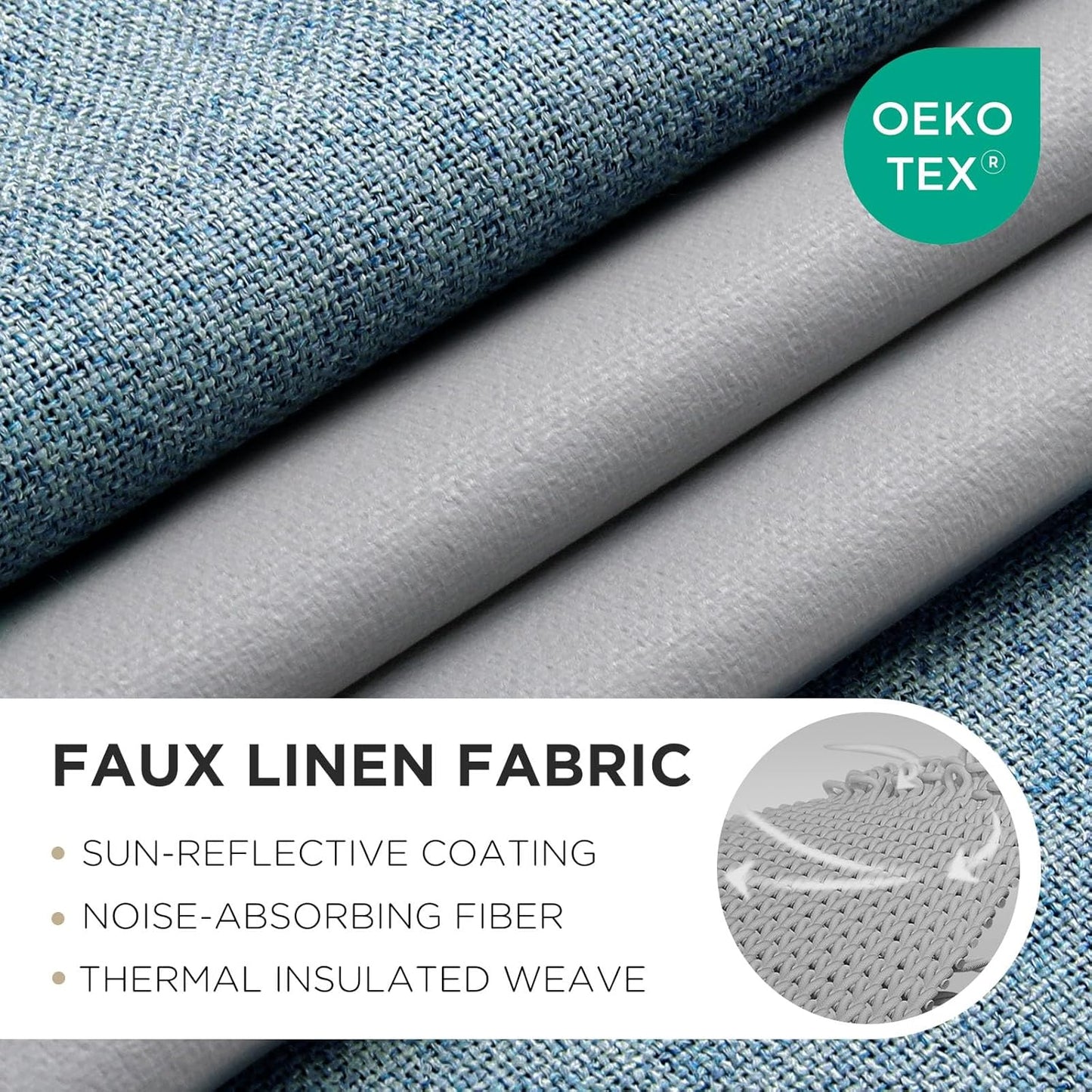 Joydeco Blackout Curtains 72 Inches Long 2 Panels Burg, Room Darkening Curtains for Bedroom, 100% Black Out Textured Thermal Drapes Privacy Protection 2 Panels Set(W52 x L72 Inch, Sky Blue)