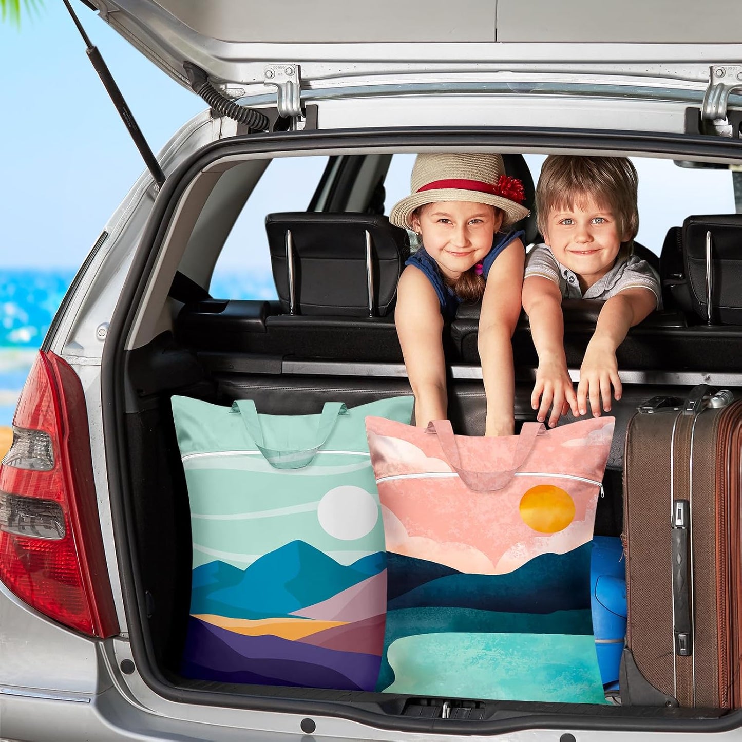 2 Pcs Large Travel Laundry Bags - Waterproof with Handle, Washable Dirty Clothes Bags for Travel, Wet & Dry Use, Bathing Suit & Gym Clothes Laundry, Swimming Pool & College Dorm