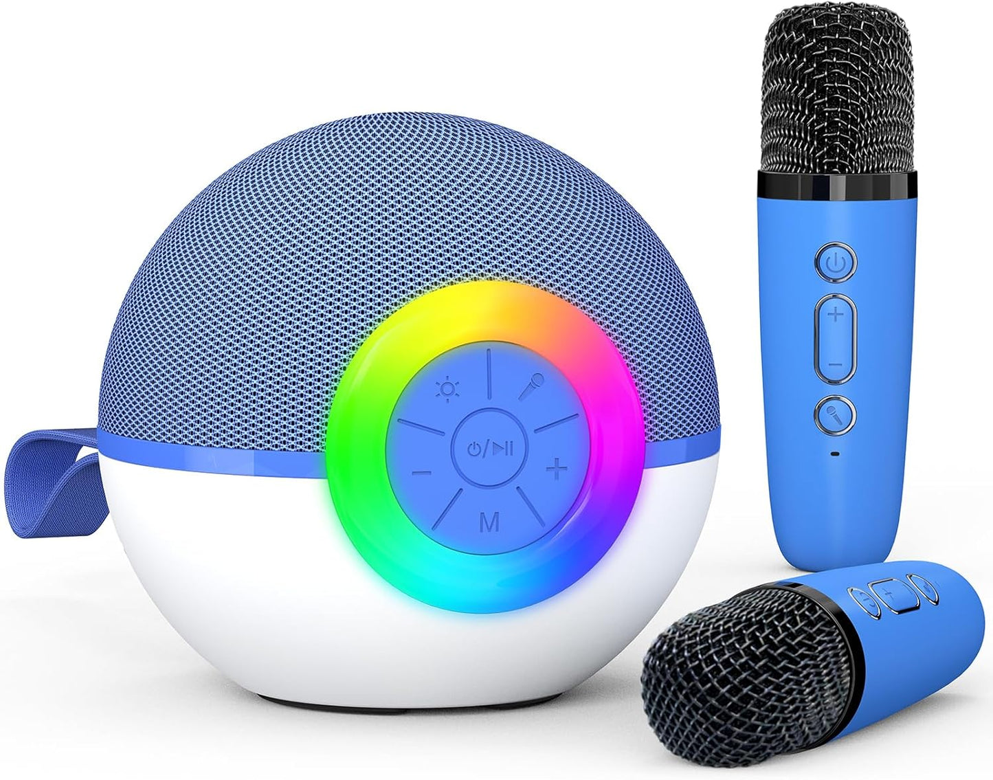 Karaoke Microphone Machine Toys for Kids Adults, Mini Portable Bluetooth Speaker with 2 Wireless Mics, Christmas Birthday Gifts for Boys Girls Ages 3 4 5 6 7 8 9 10 11 12+ Year (Blue)