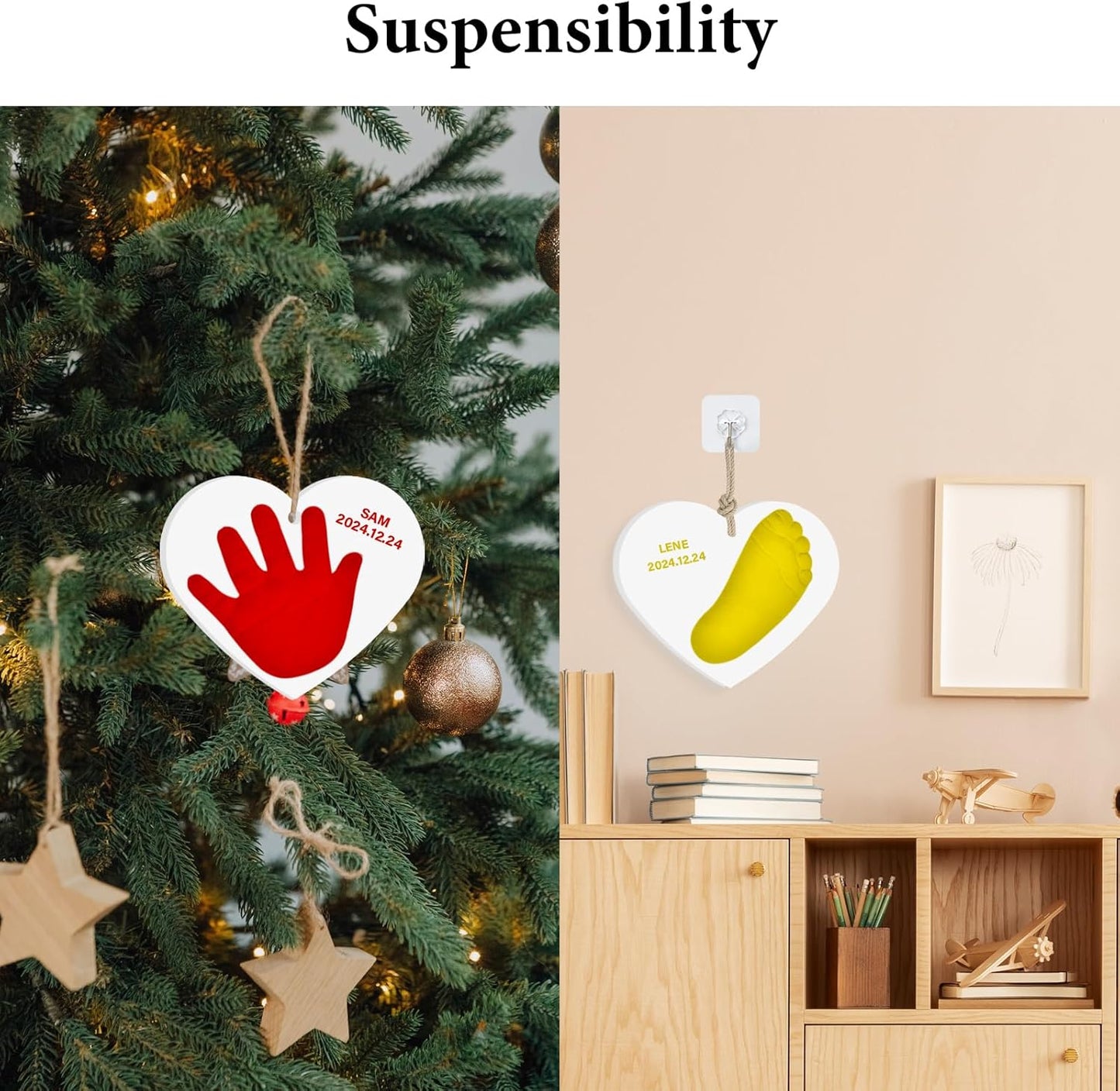 Baby Handprint Footprint Keepsake Ornament Kit, Personalized Baby Foot Printing Kit for Newborn Clay Impression Handmade DIY Imagination to Create