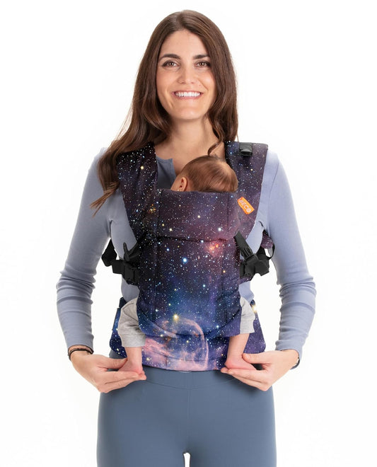 Beco Gemini Baby Carrier from Newborn to Toddler - Certified Ergonomic Newborn Baby Carrier for Infants and Children of 7-35 lbs - M Shape, Adjustable Seat, 100% Cotton (Carina Nebula)