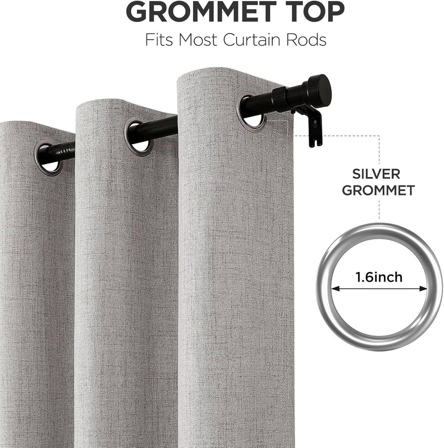 Joydeco Blackout Curtains 108 Inches Long 2 Panels Burg, Room Darkening Curtains for Bedroom, 100% Black Out Textured Thermal Drapes Privacy Protection 2 Panels Set(W52 x L108 Inch, Greyish White)