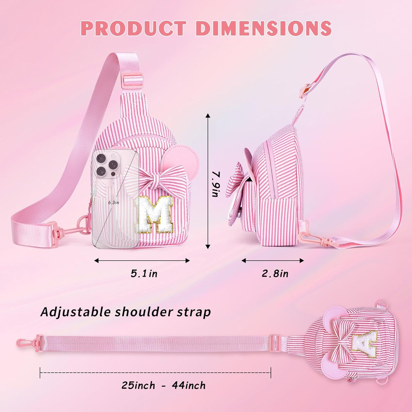 Kids Cross Body Bag, Birthday Gifts for 3 4 5 6 7 8 9 10 Year Old Girls Gift, Small Sling Bags for Girls Kid Daughter Birthday Gift for Kids Girl Monogram Small Belt Bag (Pink J)