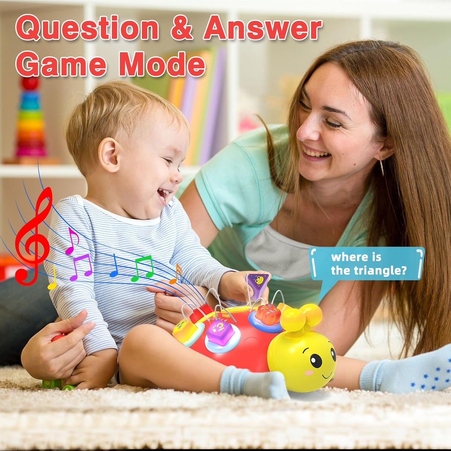 Baby Crawling Toys 6-12 Months,Musical Ladybug Crawling Toy for Infants 0-3-6 7 8 9 10 12-18 Months,Early Education Light Up Music Walking Toys,Shape Matching,Tummy Time Toys for Boy Girl Gift (Red)