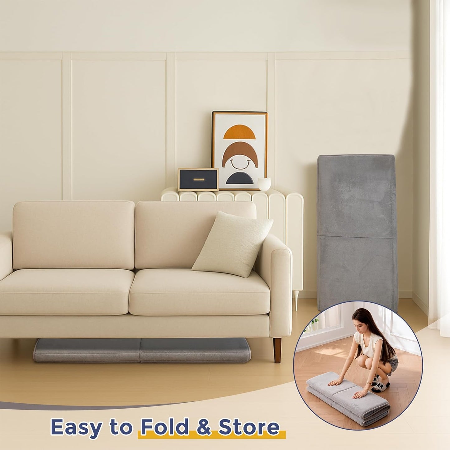 MAXYOYO 1.2" Thick Baby Play Mat for Floor, 36"x60" Foldable Playpen Mat, Tummy Time Foam Mats Ultra Soft Support, Padded Carpet with Non-Slip Backing for Infant,Kids and Toddler Crawling, Grey