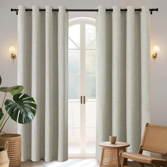 Joydeco Light Beige Total Blackout Room Divider Curtains, Extra Wide Sliding Door Drapes Living Room Curtains, 1 Panel 100W x 84L Inch Patio Door Drapes for Room Privacy