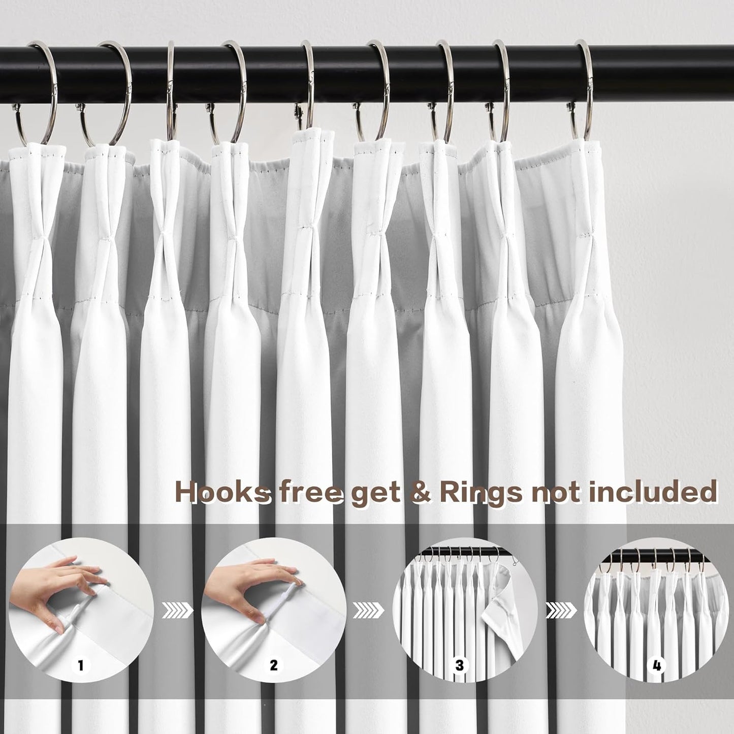 KEQIAOSUOCAI White Pinch Pleat Curtains 84 Inches Long 2 Panels, Track Memory Trained Luxury Opaque Window Curtain Panels for Bedroom Living Room Hooks Include 40" W x 84" L