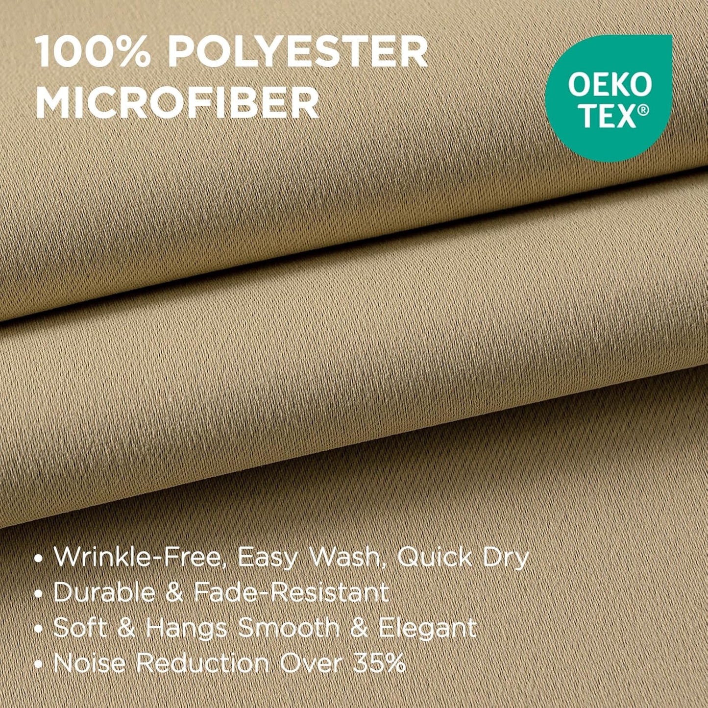 Joydeco Blackout Curtains 63 Inch Length 2 Panels Set, Thermal Insulated Long Curtains & Drapes 2 Burg, Room Darkening Grommet Drapes for Bedroom Living Room Windows (W42 x L63 Inch, Beige)