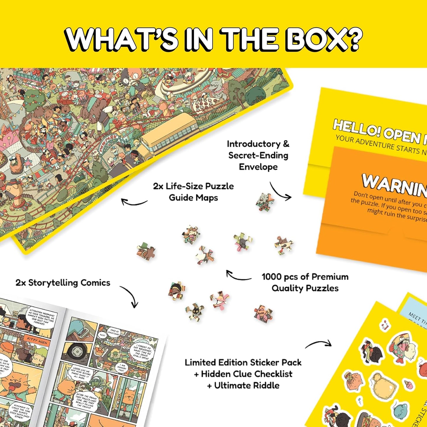 Jigsaw Puzzles 1000 Pieces - Magic Mystery Story Secret Ending Puzzle - Perfect Game Night for Adults & Kids - Animal Park Theme Challenging (Snack Attack 3)